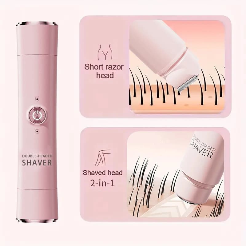 2-in-1 wireless rechargeable electric shaver, suitable for women - dual head bikini trimmer, suitable for both dry and wet use - 5