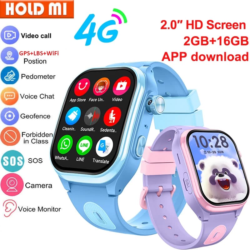 4G Kids Smart Watch GPS WIFI Video Call APP تنزيل SOS مكالمة هاتفية الأطفال Smartwatch مراقب الموقع بنين بنات هدية