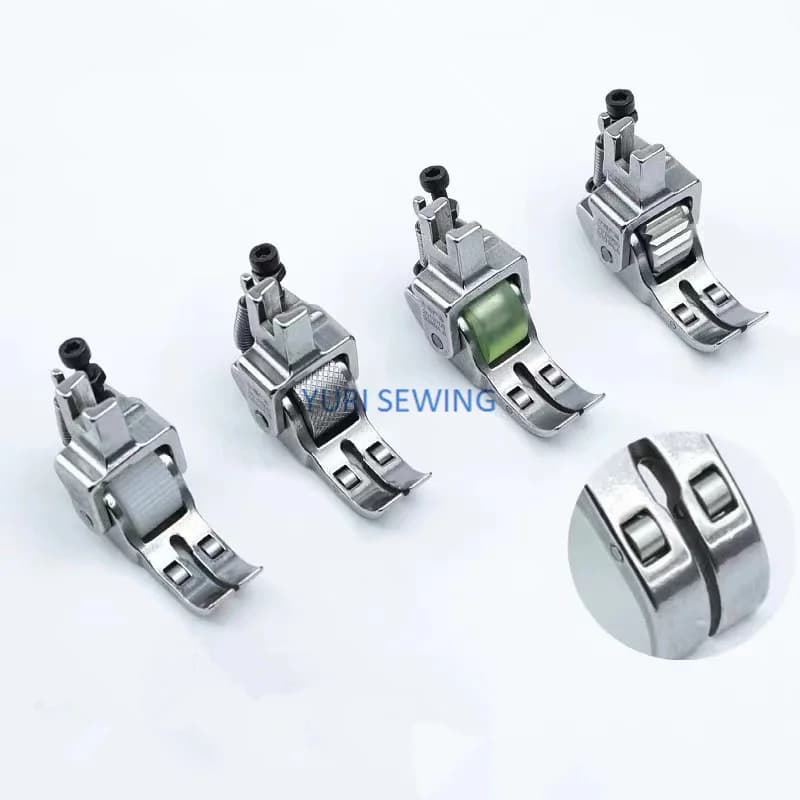 قدم ضاغطة بعجلات متعددة الوظائف لستائر الجلود والأرائك، قدم ضاغطة بعجلات دوارة سميكة من ثلاث عجلات لماكينة الخياطة الصناعية