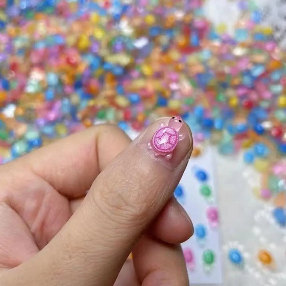 100 قطعة مختلطة مسمار الفن الراتنج الكرتون السلحفاة الصغيرة سلسلة الراين Craft بها بنفسك الحرفية لمسمار ثلاثية الأبعاد زينة المجوهرات - 3