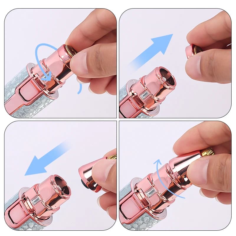 2 In1 Rechargeable Facial Hair Removal and Eyebrow Shaver - Face Lips Body Painless Facial Razor with Built-in LED Light USB - 5