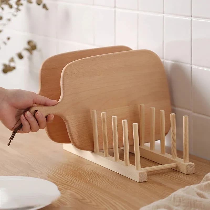 Wooden shelf kitchen dishwashing cover multifunctional drainage rack storage cabinet kitchen miscellaneous shelf storage rack - 2