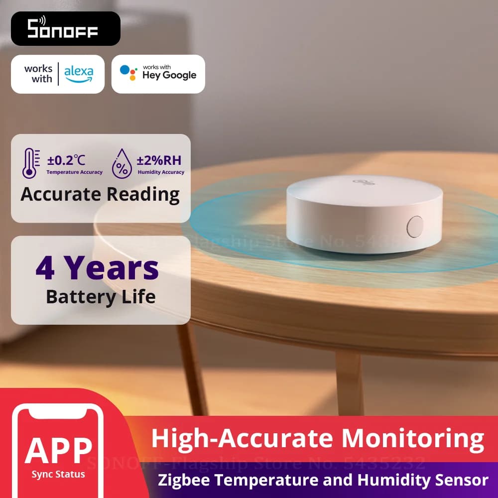 SONOFF SNZB-02P Zigbee Temperature and Humidity Sensor Smart Home Thermometer Detector Work with Alexa Google Home Smartthings