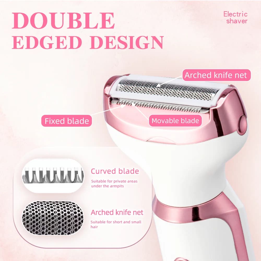 ماكينة حلاقة كهربائية للسيدات 4 في 1، مزيل شعر الجسم، ماكينة حلاقة بدون ألم، هدايا للنساء - 3