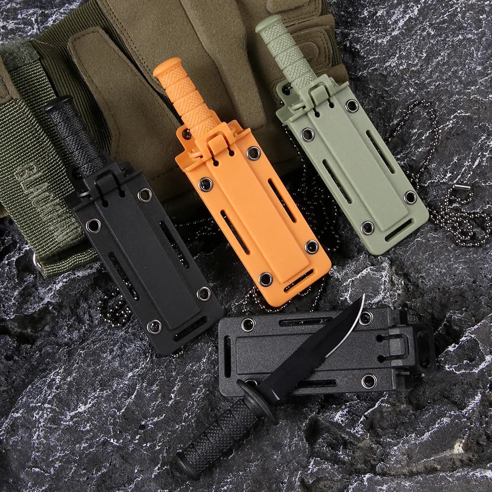 Stainless Steel Mini Outdoor Knife, Portable Camping Straight Blade Knife, Necklace Tool Knife, Multi-functional Survival Knife