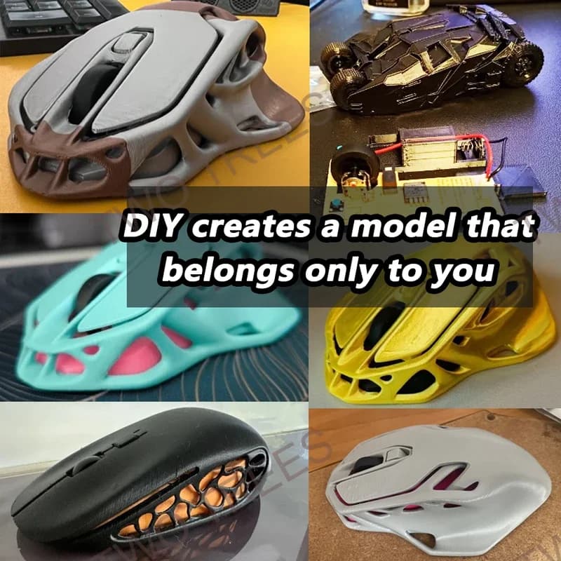 مجموعة DIY لطباعة 3D من Bambu Lab، ماوس بلوتوث من الخيزران، مصباح LED، مكونات ساعة ولعبة بندقية، قطع طابعة 3D - 4