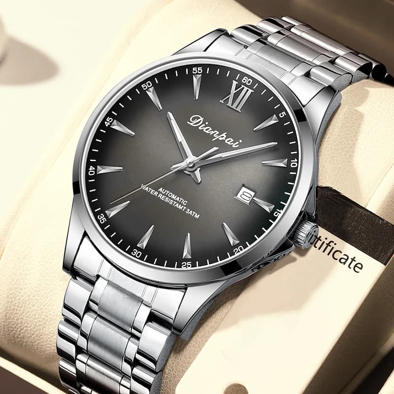 Dianpai Simple Business Men's Fully Automatic Mechanical Watch Stainless Steel Calendar Men's Waterproof Night Light Watch - 3