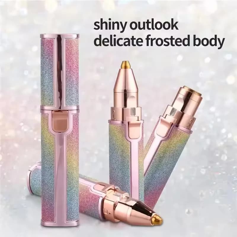 إزالة شعر الوجه للنساء: ماكينة تشذيب شعر الأنف والحاجبين القابلة لإعادة الشحن 2 في 1، ماكينة حلاقة الوجه مع إضاءة LED مدمجة - 6