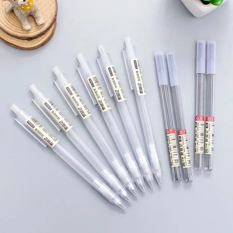 Mechanical Pencils with Refills Set 2B 0.5 0.7 mm Transparent Drafting Writting Supplies Japanese Style Stationery - 2