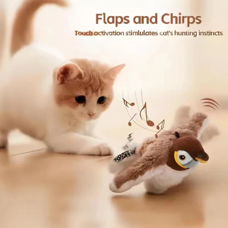 New Simulated Bird Cat Toy Interactive Toys Dog Rechargeable Chirping Flapping Bird(no Flying) Touch Activated Plush Toy Pet - 2