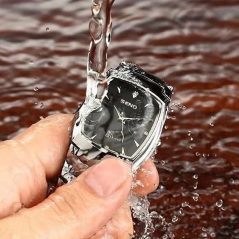 ساعة فاخرة للرجال، ساعة يد كوارتز مربعة كلاسيكية، فولاذ مقاوم للصدأ، مضيئة، مقاومة للماء، هدية - 6