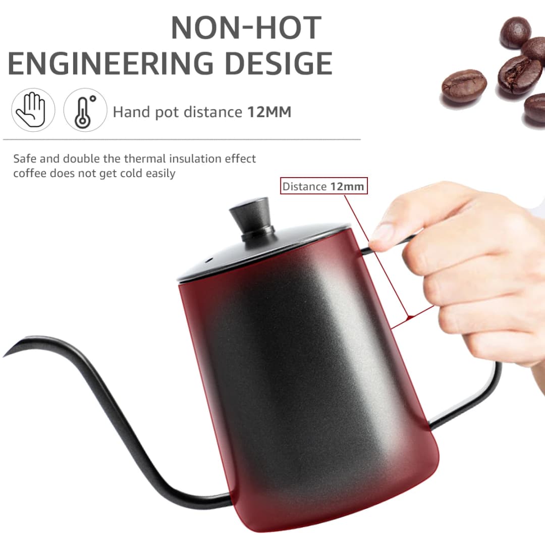 إبريق قهوة بتصميم عنق إوز من الفولاذ المقاوم للصدأ سعة 350/600 مل - فوهة رفيعة على شكل عنق البجعة - 5