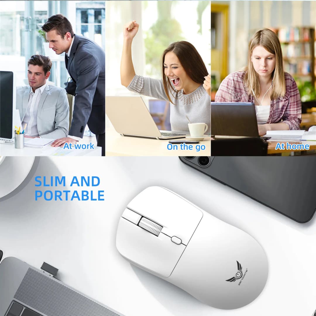 2.4G Wireless Mouse Ergonomic Adjustable 800-1200-1600 DPI Lightweight Rechargeable Office Gaming Mice For PC/Laptop/Macbook Pro - 5