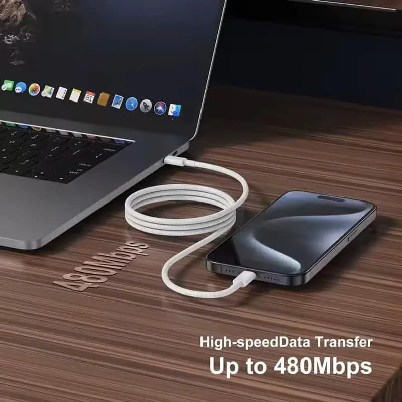 كابل شحن سريع USB-C بقوة 60 واط من النوع C إلى النوع C، سلك شحن سريع للهاتف، خط بيانات PD لأجهزة آيفون 16 و15 وسامسونج وشاومي وهواوي - 6
