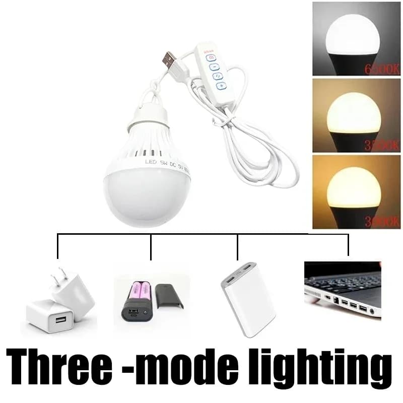 3/5/7W مصباح USB لمبة 5V مصباح طوارئ LED قابل لإعادة الشحن محمول فانوس تخييم لإضاءة خيمة تخييم خارجية - 2