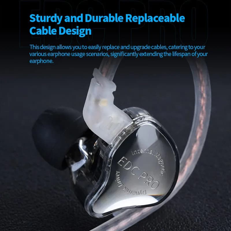 KZ EDC Pro Wire Earphone Large Dynamic Drivers Monitor Bass In-ear Headphone Cancelling Headset with Detachable Audio Cable - 5