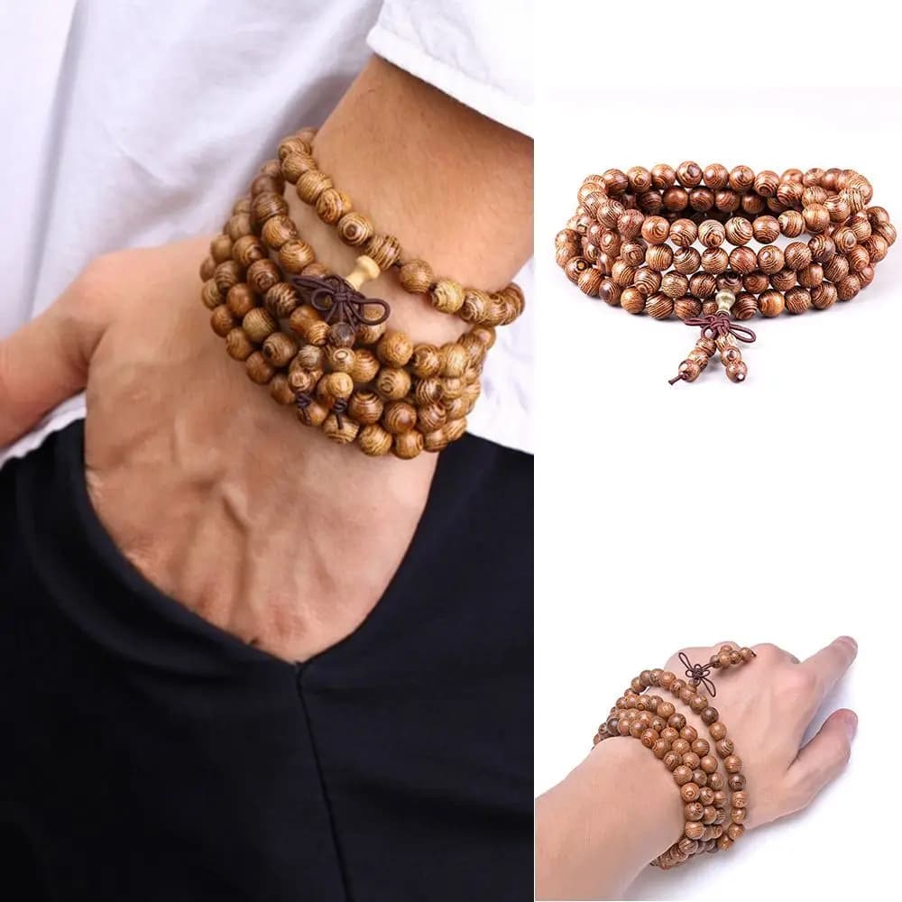 NEW Fashion Bangle Jewelry Wooden Wenge Tibetan Buddhist Mala Bracelet Rosary Prayer Beads Buddha