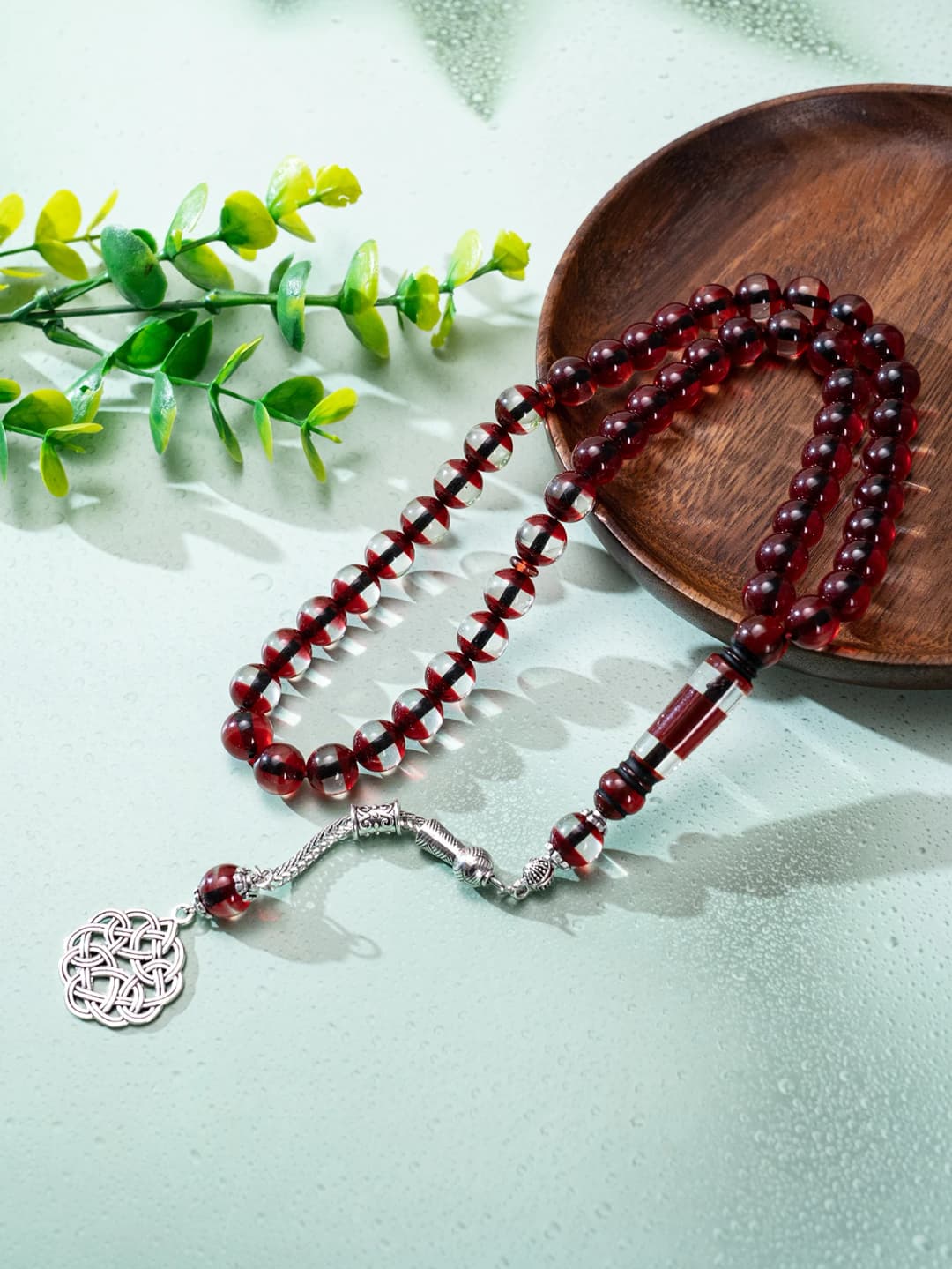 1pc 51 transparent vertical eye beads bracelet with Islamic pattern pendant, eye amulet, suitable for daily prayer Tasbīḥ - 2