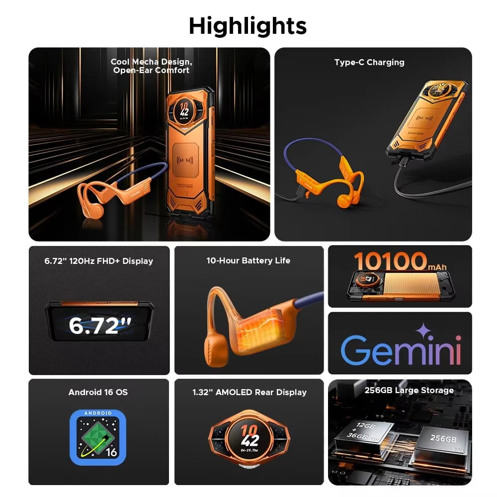 هاتف دوغي S200 إصدار VIP متين بشاشة 6.72 بوصة بمعدل تحديث 120Hz، ذاكرة 48GB+256GB، بطارية 10100mAh، كاميرا 100MP، هاتف ذكي 5G بنظام أندرويد 16 - 2