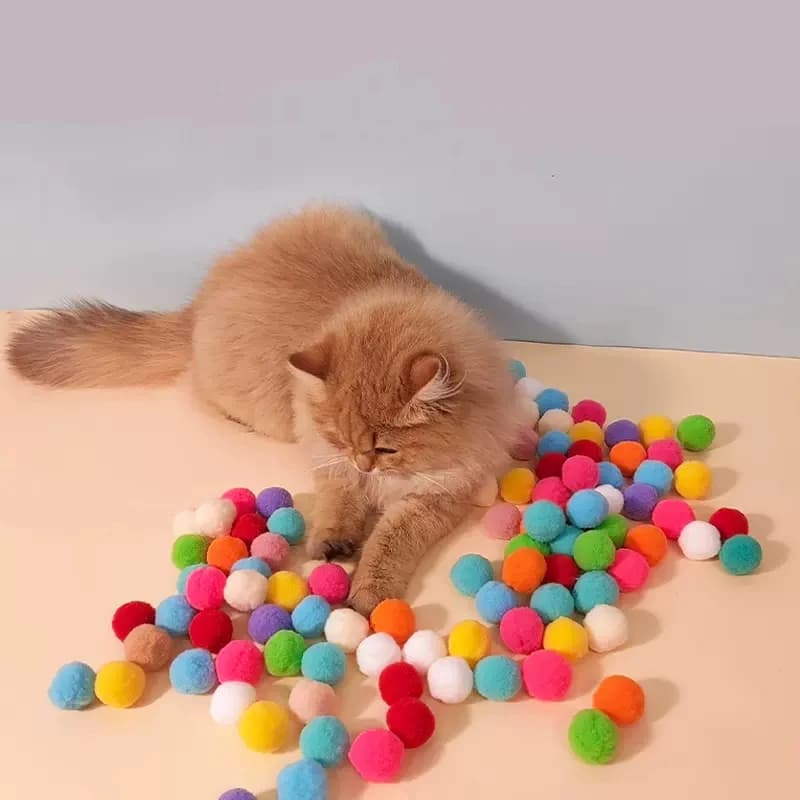 Cat Toys Interactive Launch Training Creative Kitten Toys Pompoms Games Stretch Plush Ball Toys Cat Supplies Pet Accessories - 4