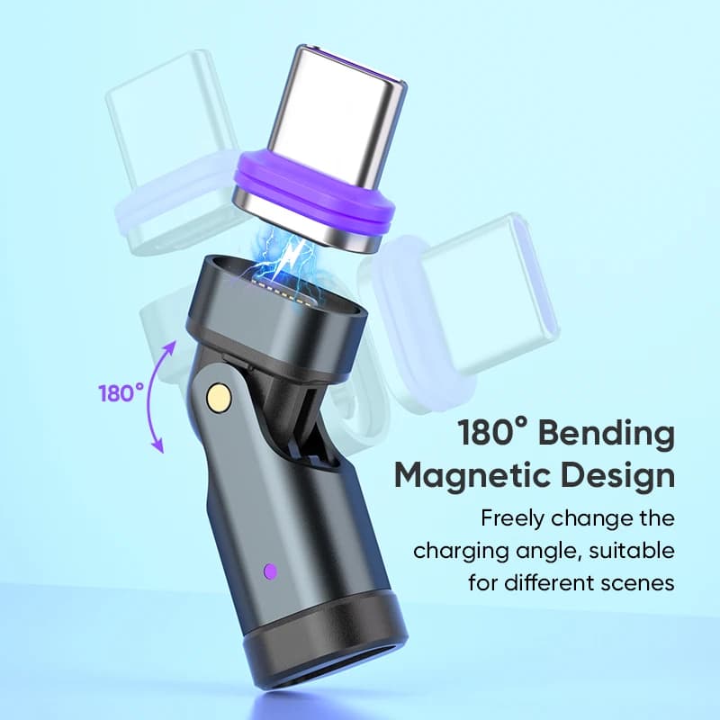 محول شحن سريع مغناطيسي USB-C بقوة 240 واط - كابل محول من النوع C أنثى لأجهزة ماك بوك/شاومي