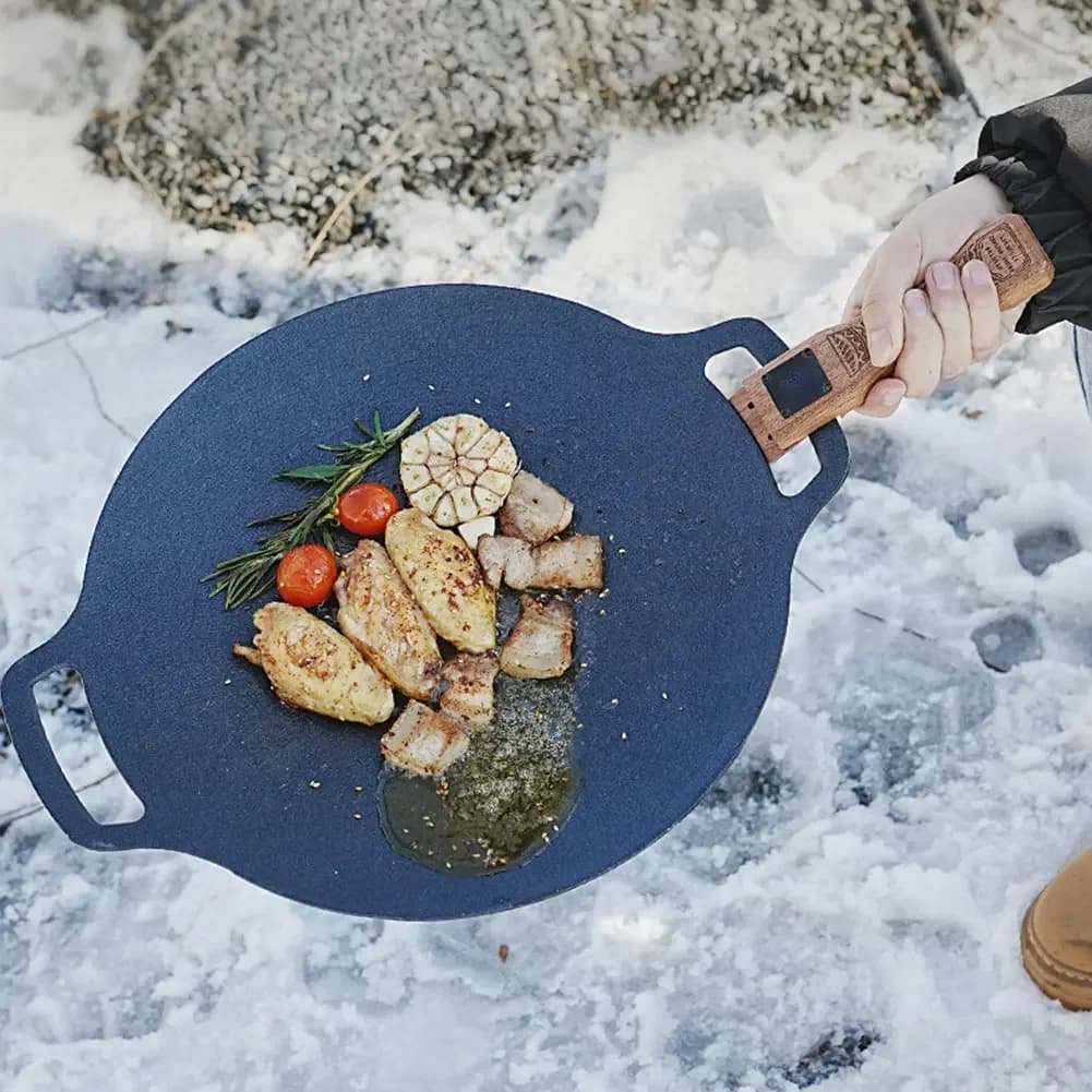 Outdoor Grill Pan Handle Anti-scald Solid Wood Handle Adjustable Grill Pan Clip Insulated Handle Camping Picnic Cookware Tools - 2