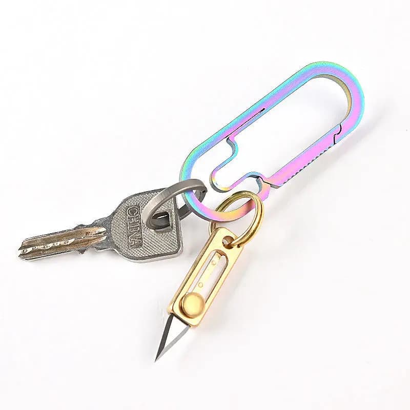 Mini Brass Push Knife Keychain Portable Edc Keychain Pendant Unpacking Express Opener Outdoor Camping Tool Mini Knife Key Ring - 6
