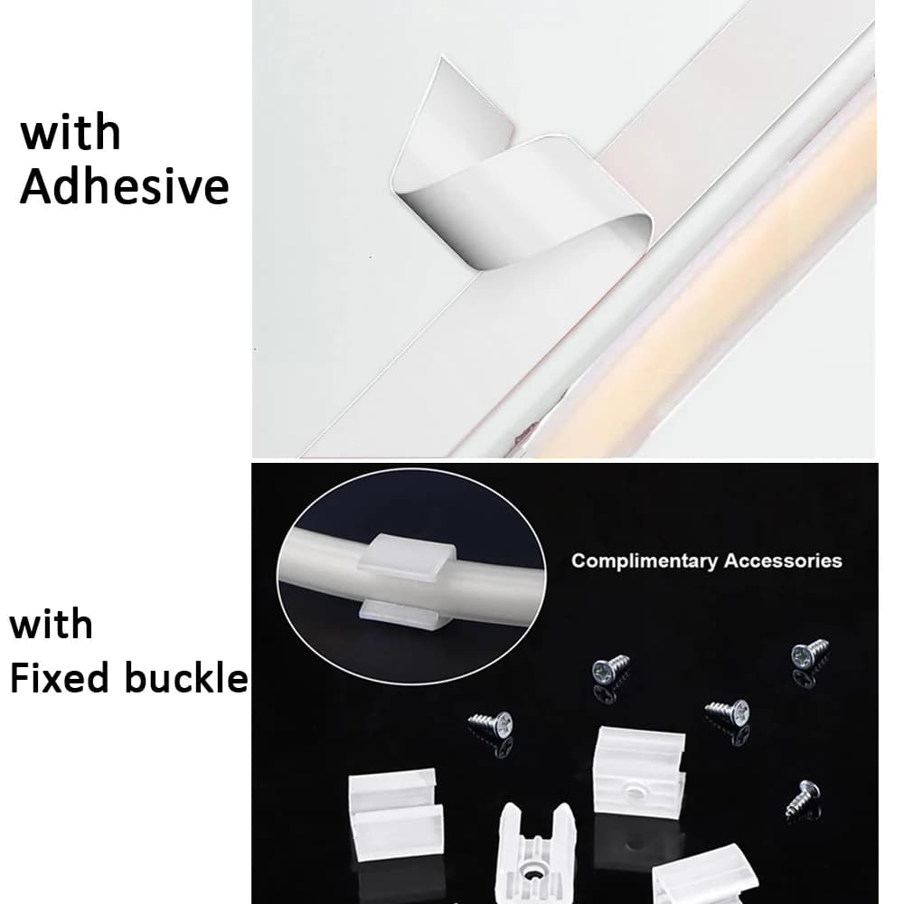 شريط ليد 220 فولت مع مفتاح تشغيل/إيقاف مقاوم للماء شريط ليد COB 220 فولت شريط مرن للإضاءة في الغرف وغرف النوم والمطبخ والحدائق الخارجية - 5