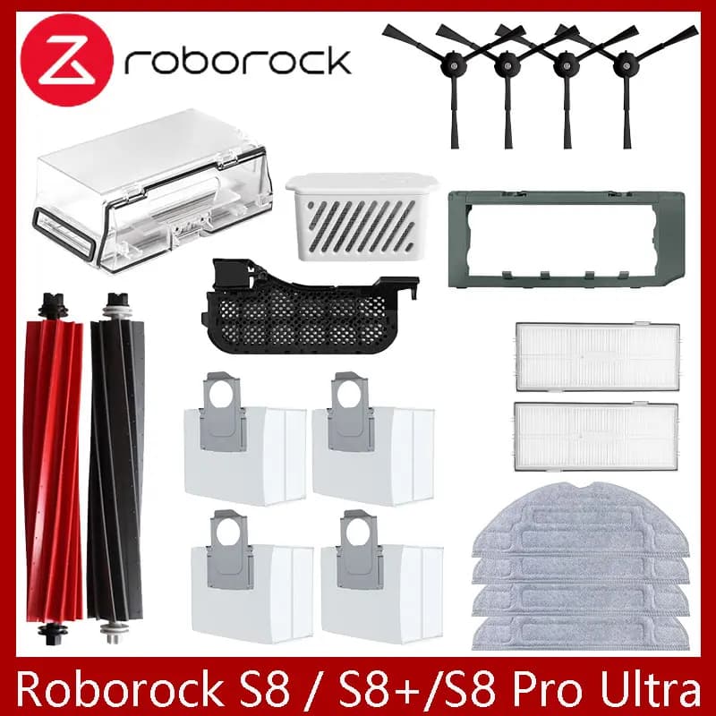 Roborock S8 S8 Pro Ultra S8+ Robot Vacuum Spare Parts Main Side Brushes Mop Cloths HEPA Filters Dust Bags Accessories