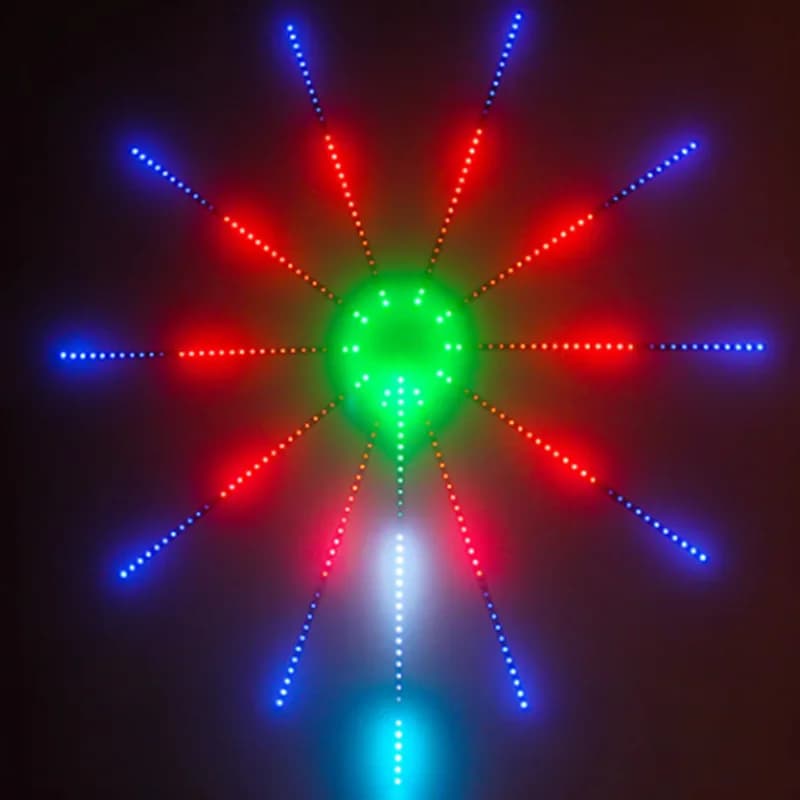 شريط إضاءة LED 5V RGB على شكل ألعاب نارية مع بلوتوث وتحكم عن بعد 24 مفتاح USB WS2812 مصباح ذكي متغير الألوان متزامن مع الموسيقى لإضاءة الديكور المنزلي - 2