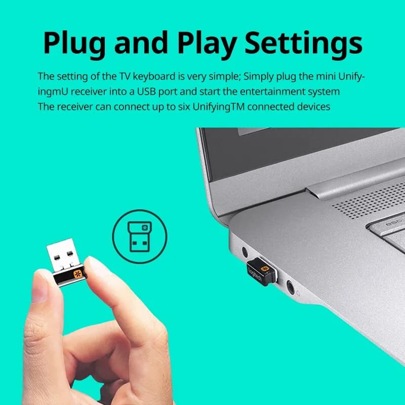 لوحة مفاتيح Logitech K400Plus لاسلكية، لوحة لمس، مناسبة للتلفزيون الذكي أندرويد والكمبيوتر المحمول - 3