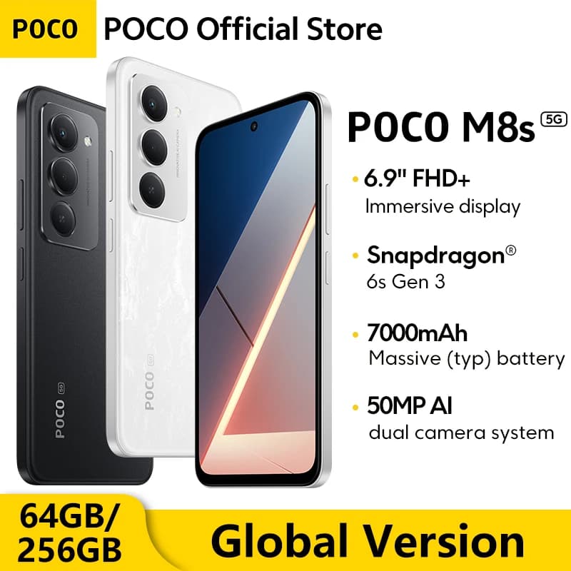 【عرض عالمي】 هاتف POCO M7 نسخة عالمية سناب دراجون 685 NFC بطارية 7000 مللي أمبير 6.9 بوصة شاشة FHD+ كاميرا مزدوجة 50 ميجابكسل AI