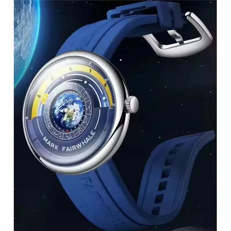 مارك فير ويل 5700 ساعة كوارتز رجالية فريدة من نوعها إبداعية موضة مقاومة للماء مؤشر كوكب ساعات سيليكون رجالية فاخرة - 4