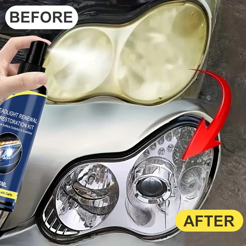 رذاذ استعادة مصابيح السيارة السيراميكية 100 مل، أداة إصلاح مصابيح سيارة فاخرة - يزيل الاصفرار والأكسدة، يستعيد الوضوح، رذاذ حماية طلاء ضوئي طويل الأمد - 5