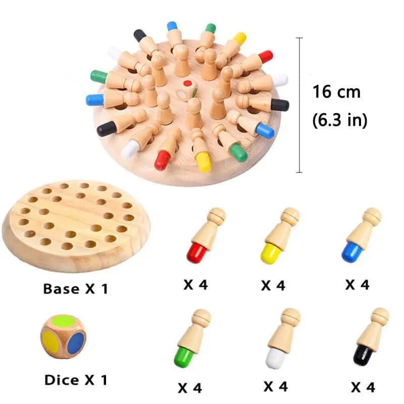 Wooden Puzzle Toys  Montessori Educational Learning Color Sensory BeBe Memory Match Stick Chess Party Game Children Kids - 6