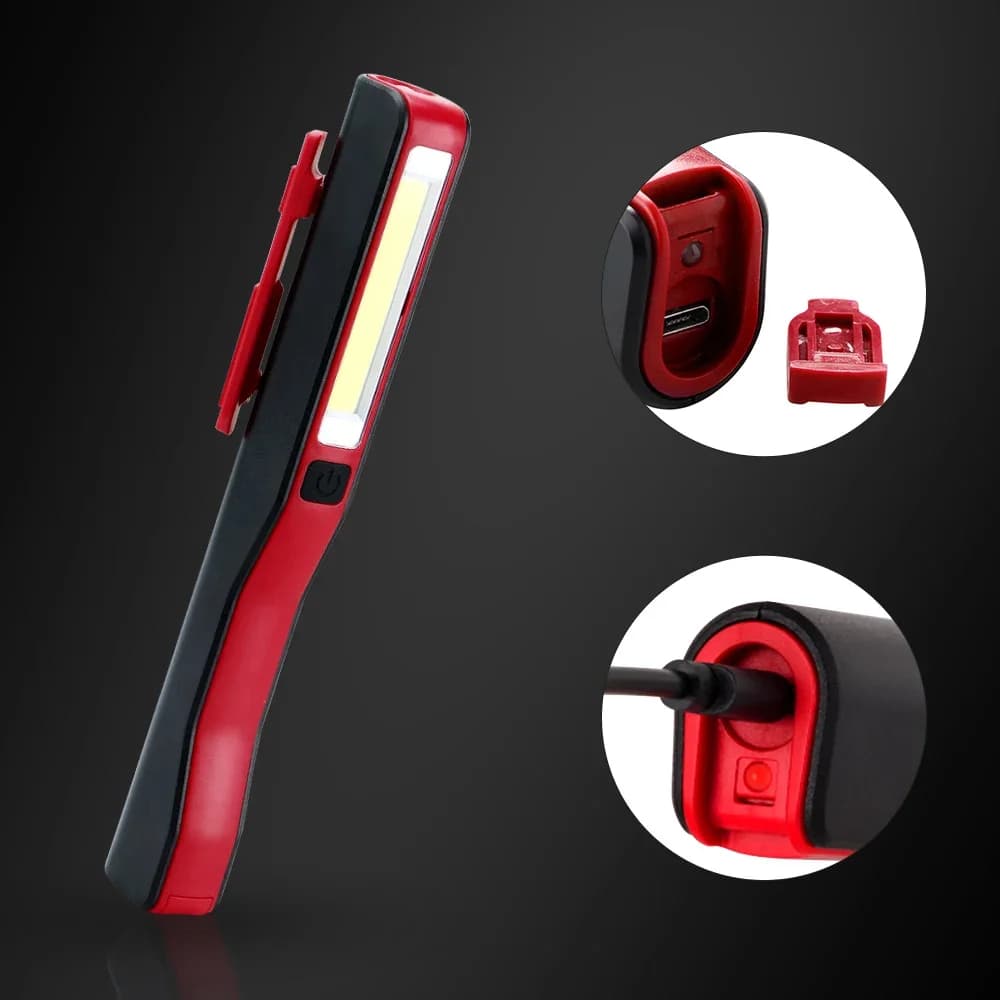 USB شحن LED مصباح يدوي COB قابلة للشحن المغناطيسي القلم مصباح اليد الشعلة ضوء العمل للتخييم الفوانيس التكتيكية ضوء الليل - 4