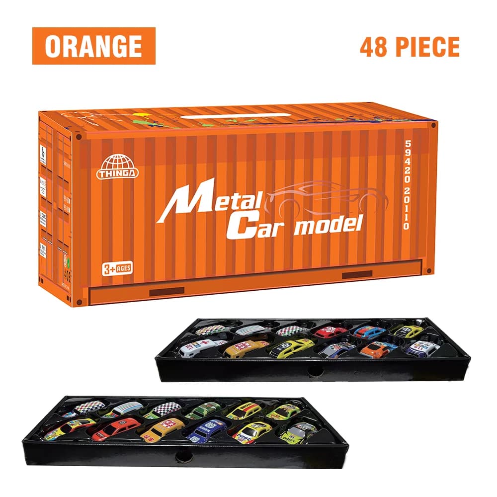 10-48 Pieces Mini Car Set Inertia Pull Back Cars for Boys Plastic Vehicle Model with Container Collection Toy Birthday Gift Kid - 6