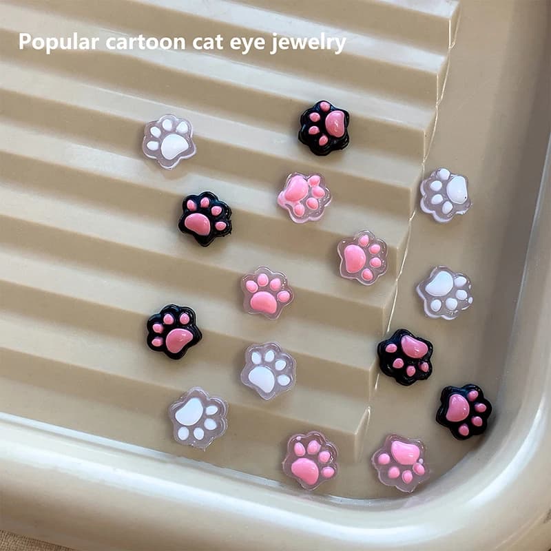 10/5Pcs Cat Paw Nail Charm Resin Cartoon Manicure Ornaments Mini 3D Nail Art Decoration - 5