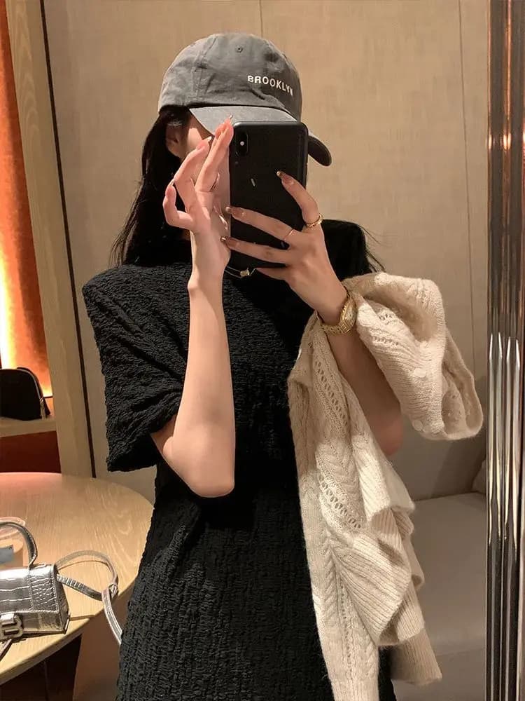 plus Size Casual T-Shirt Dress Women's Summer Lazy Style Loose Fit High Waist Short Sleeve round Neck Long Dress Korean Version - 2