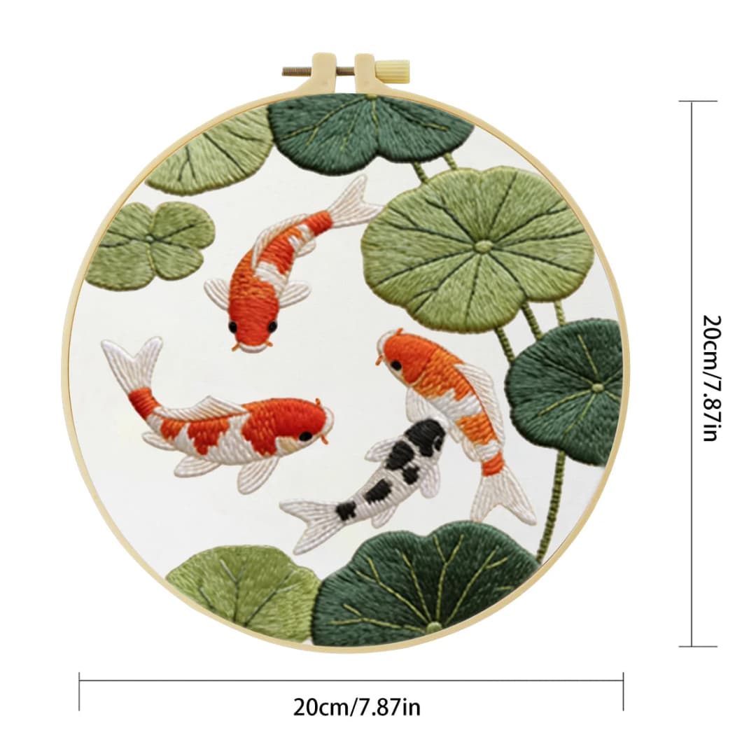 1pc 20X20CM/15X15CM 7.87/6.3inch Pond Embroidery Starter Kit DIY kit DIY embroidery kit manualidades Craft Painting - 5