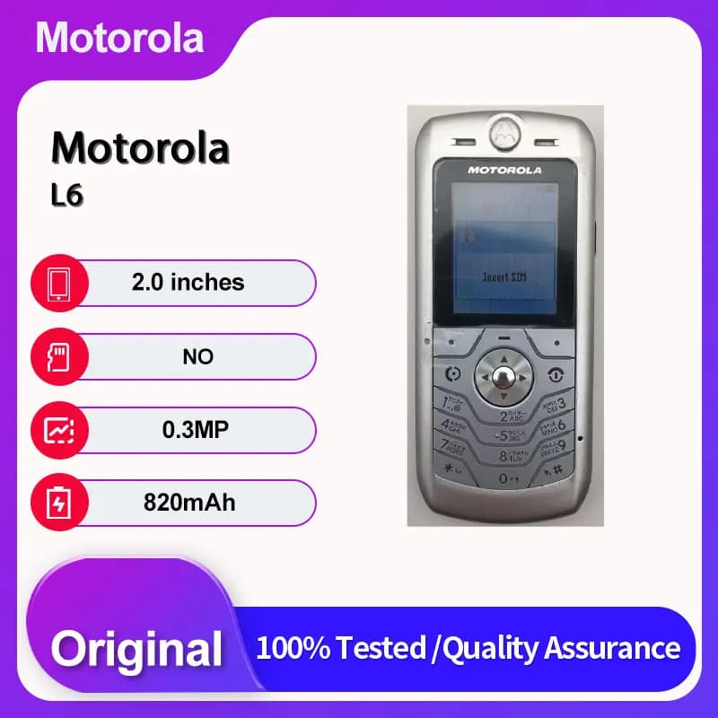 Original Unlocked Motorola L6 2G 820mAh GSM 900 / 1800 / 1900 0.3MP Mobile Phone