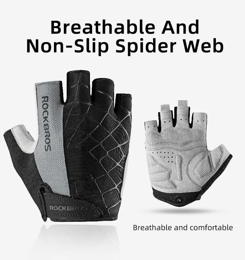 ROCKBROS Cycling Bike Gloves Half Finger Shockproof Breathable MTB Mountain Bicycle Sports Gloves Men Women Cycling Short Gloves - 5