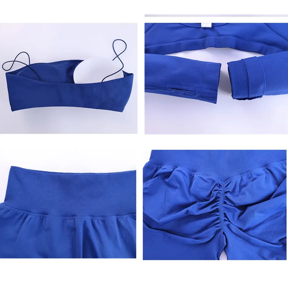 2/3PCS NoLogo Seamless DVision Yoga Set Women Workout Scrunch Leggings Strappy Sports Bra Fitness Gym Shorts Workout Suits XP65 - 5