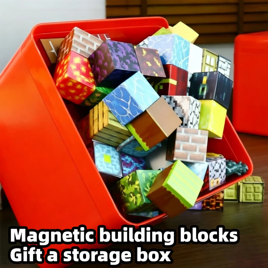 Children's DIY Assembly Toys - Magnetic Building Blocks Toy Storage Box Set - Desktop Puzzle Building Blocks Game - Parent-Child
