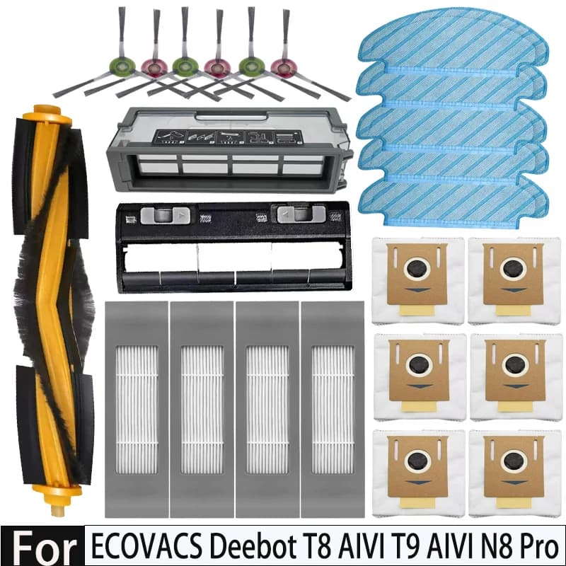 ECOVACS Deebot T8 AIVI T9 AIVI N8 Pro AIVI N9 N10 N10 Plus Accessories Main brush, side brush, filter, dust bag,Hepa Filter