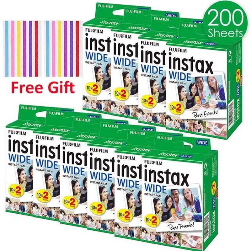 ورق تصوير فوجيفيلم إنستاكس وايد، 10-200 ورقة، متوافق مع كاميرات Instax Wide 210 و 200 وغيرها، مقاس 5 بوصة