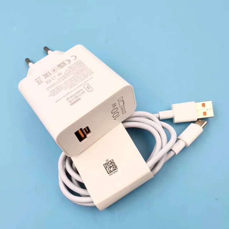 شاحن هونر 100 واط EU سوبر تشارج PD/QC 3.0 بمنفذين للشحن السريع لهونر 400 300 200 100 برو ماجيك 7 6 مع كابل Type C بطول 1/1.5/2 متر