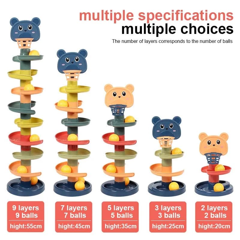 لعبة مونتيسوري كرة متدحرجة للأطفال، ألعاب تعليمية لتطوير مهارات الأطفال، مسار تركيب للأطفال - 3