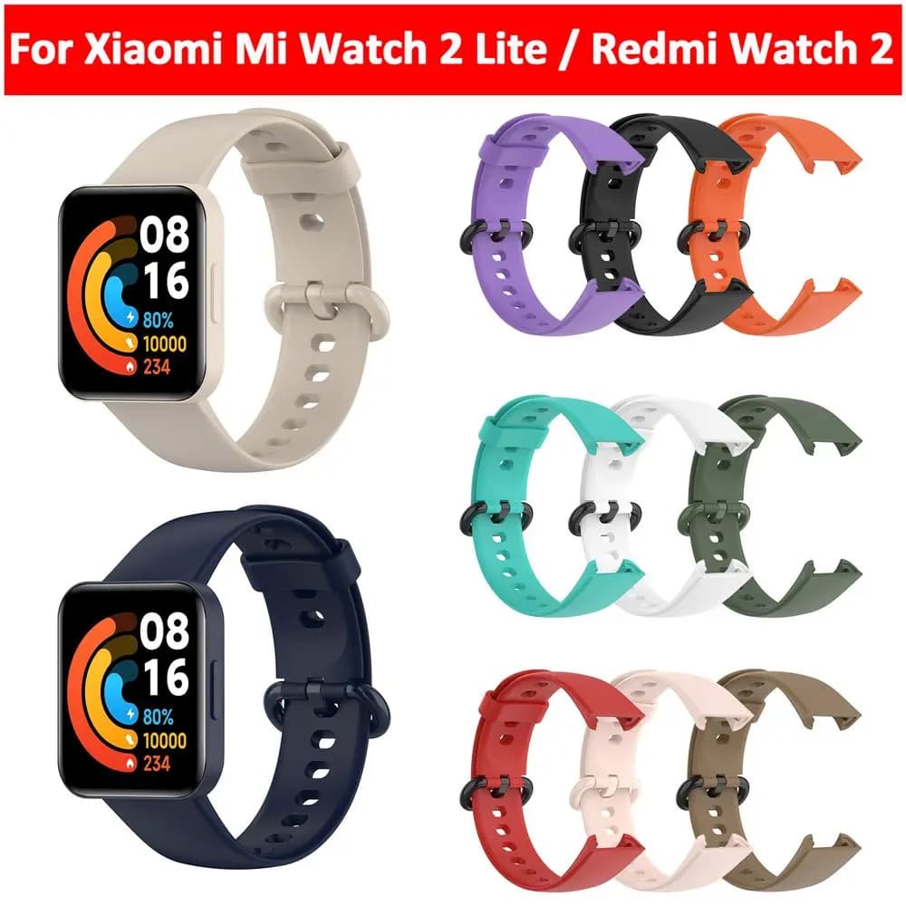 سوار معصم ناعم من السيليكون سوار ساعة ذكية بديل سوار رياضي لساعة Xiaomi Mi Watch 2 Lite/Redmi Watch 2 Lite