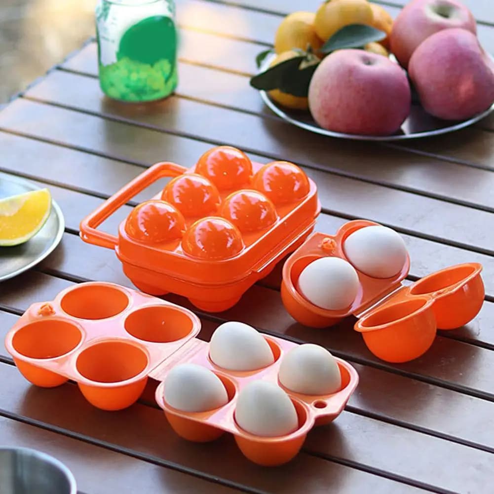 2/4/6 Grid Egg Storage Box Outdoor Portable Egg Case With Handle for Outdoor Camping Picnic Eggs Box Case Kitchen Organizer Case - 6